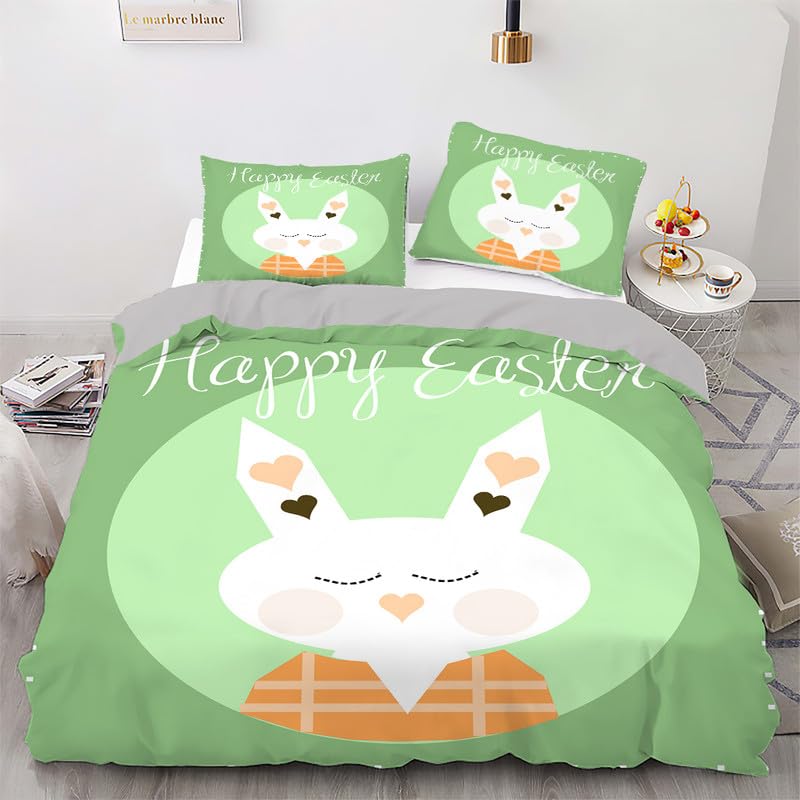 Housse de couette 140x200 microfibre anti-plis imprimé lapins