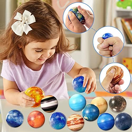 Solar System Stress Balls , 13 Pcs Planet Toys Solar System Fidget Toy Stress Relief Ball Toys Outer Space Toys for Kids
