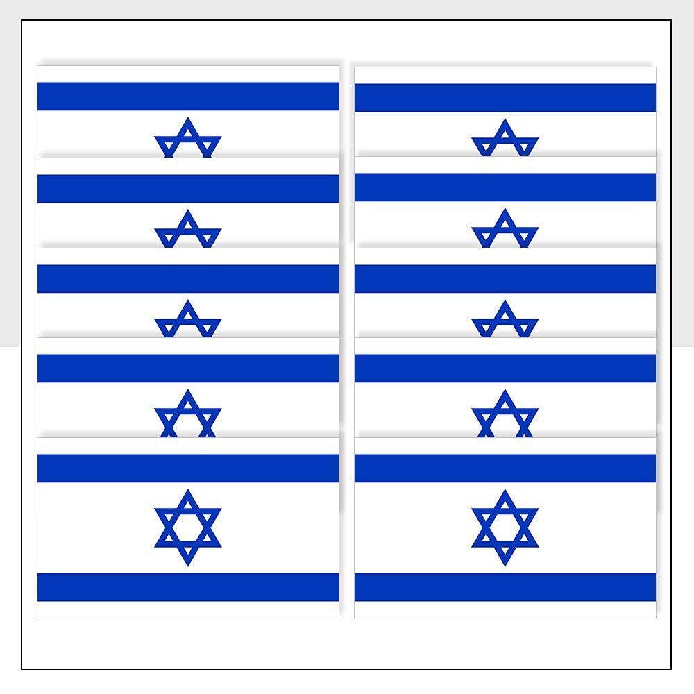 Israel Flag Laptop Sticker Pack of 10 (25 x 15mm) Waterproof ISR Labels for Bike Van Helmet Packwith® #P1037
