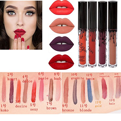 Richoose 16 Colores Set Líquido Maquillaje Líquido Maquillaje Lápiz Mate Lápiz labial Brillo Labial Super Larga duración… - Imagen 3