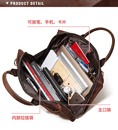 Genuine Leather Mens Business Bag Briefcase, Leather Multifunctional Messenger Bag Large Capacity Retro Mens Bag, Laptop Bag4