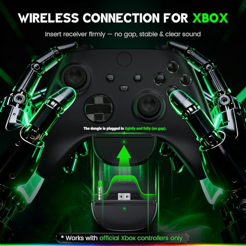 WESEARY WG1 Wireless Gaming Headset für Xbox Series X/S, Xbox One, PC, PS5, PS4, Switch, Mac, 2,4GHz Wireless & Bluetooth Headset mit Mikrofon, Low Latency, Noise Cancelling, LED Light, 50h Akku 2