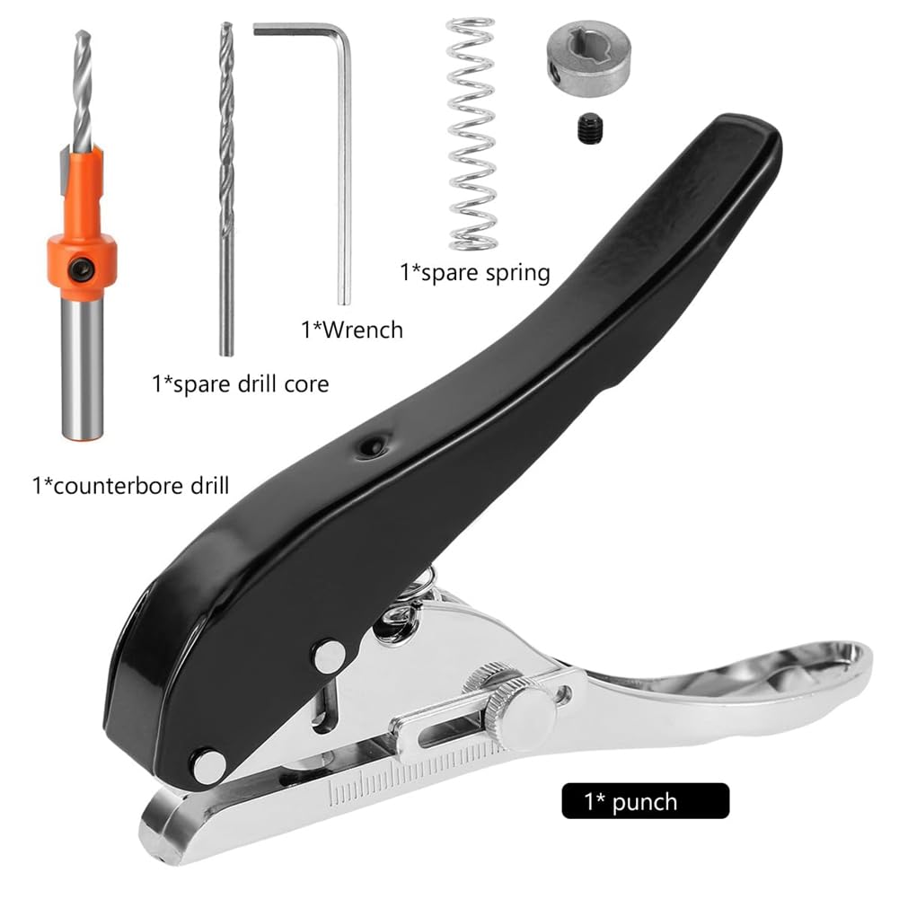 Einlochlocher, Locher 5/16 Zoll (8 mm), 5-teilig, robust, tragbar, handlich, for Karten, einfache Montage