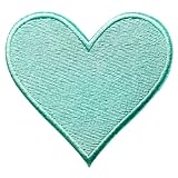 MISDONR 3pcs Mint Green Heart Embroidered Iron on Patches for Clothing Jackets Backpacks 2.7x2.8 inch