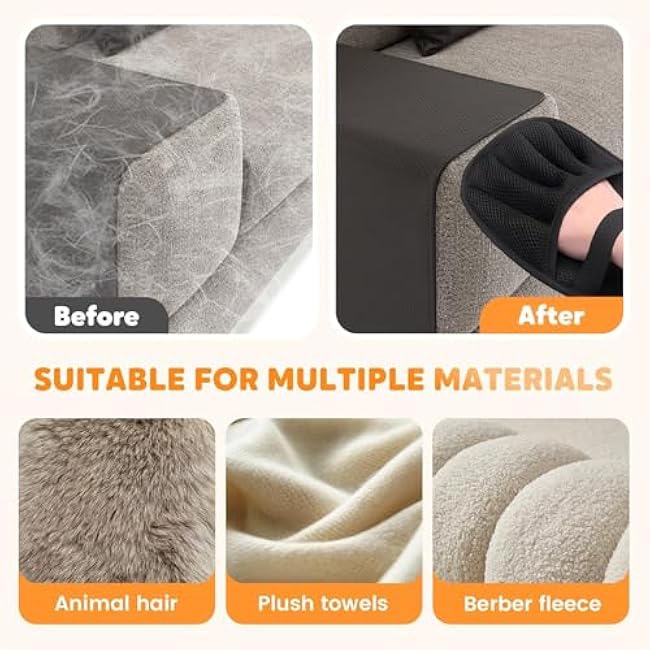 Pet Hair Removal Glove | Electrostatic Reusable Cat & Dog Magic Brush Hair Remover Tool for Furniture, Carpet, Couch | Upgraded 5-Finger Design | Gentle Grooming Tool for Pets(Eco-Friendly) (1 PCS)-JzzPu1Vo