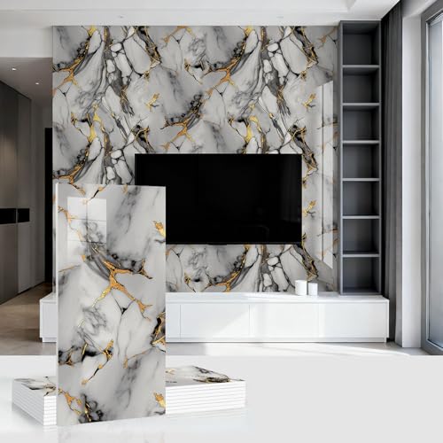 Zeihyeurus Panel PVC Marmol,Paneles De Pared con DiseñO De MáRmol,Pegatina De Pared De MáRmol,Resistentes A La Humedad,Resistente Al Caliente,para Cocina,BañO,Living De Estar
