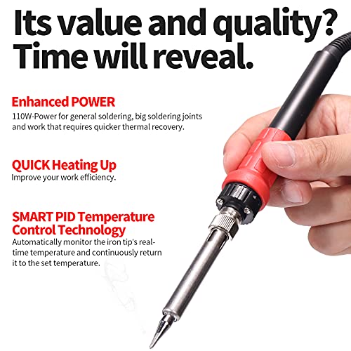 YIHUA 926 III 110W Soldering Iron Station Kit with LED Display, 2 Helping Hands, 3 Extra Iron Tips, 35g Lead-Free Solder, Solder Sucker, S/S Tweezers, °C/°F Conversion, Calibration & Sleep Features - Thumbnail 2