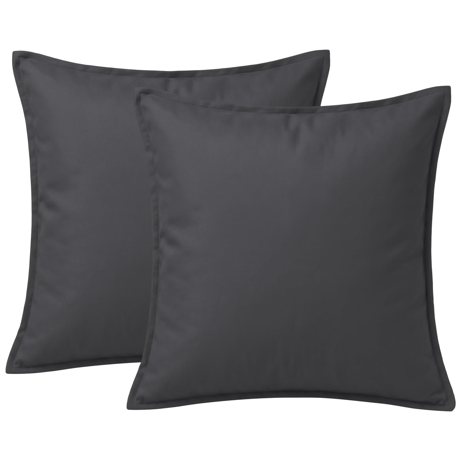 2 Pack Waterproof Outdoor Garden Scatter Cushions 60x60cm, Filled Seat Cushion Pads with Hollowfibre Filling & Invisible Zip, Decorative Throw Pillows 24"x24" for Rattan Sofa, Patio (Dark Grey)