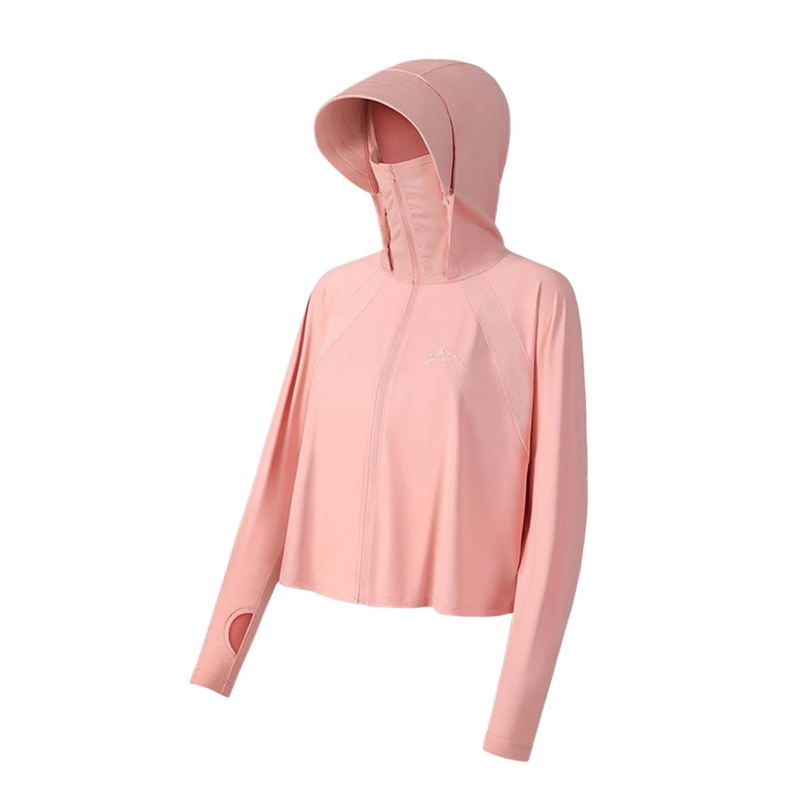 Long Sleeve Sun Shirts Sportswear Thin with Mask Quick Drying Fishing Hoodie Pink-image-15