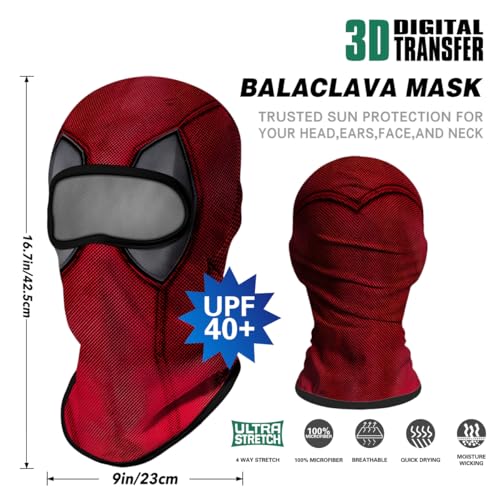 Image of Red Plume 5PCS Ghosts Skull Print Balaclava Full Face Ski Mask UV Protection for Motorcycle Riding Outdoor Sports Men & Women