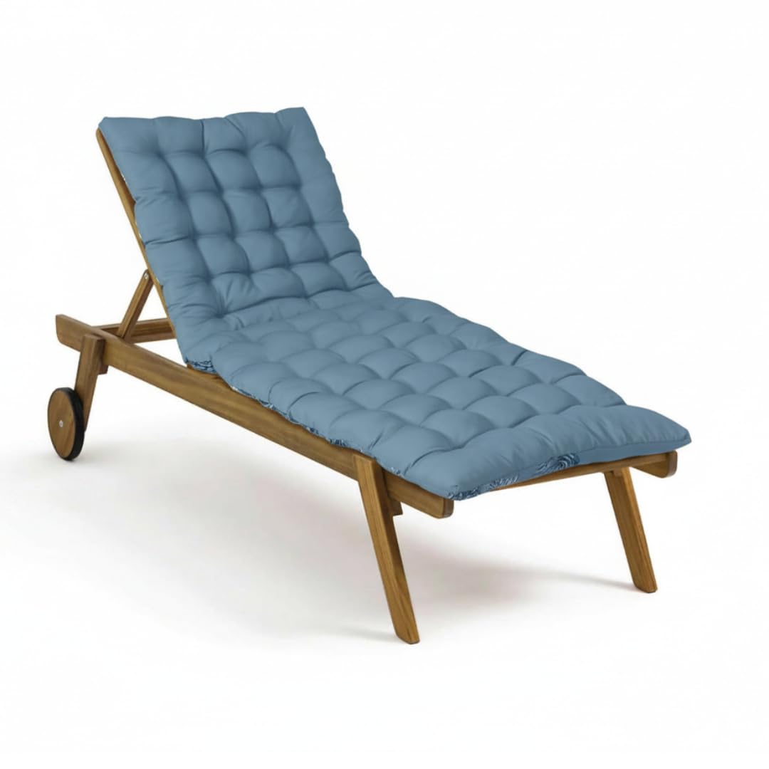 Atout Ciel Coussin matelassé Bicolore pour Bain de Soleil, transat en Tissu déperlant 190x60cm, 6 Variantes, Bleu