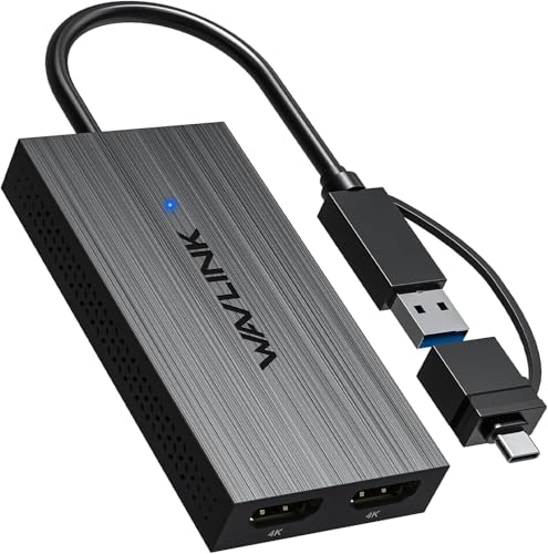 WAVLINK USB 3.1/USB-C zu Dual HDMI Adapter - DisplayLink Dual 4K 60Hz Monitor Hub für Windows & Apple M1/M2/M3 Mac kompatibel mit New MacBook Neo