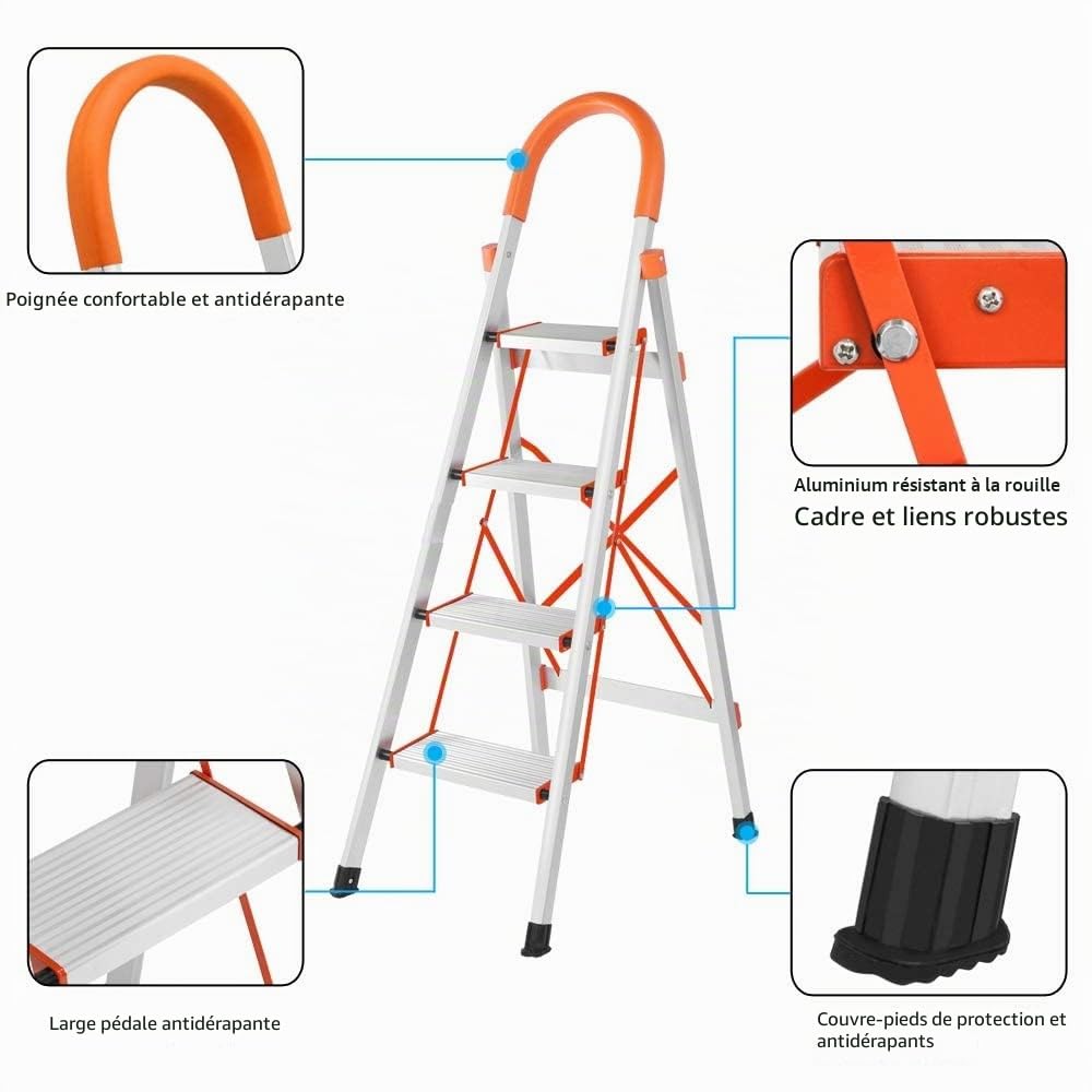 TREPPE Escalier en Aluminium Pliable Ciseaux 4 marches Domestico