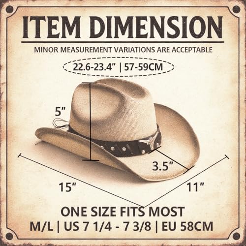 Image of thuizen Western Outback Cattleman Straw Cowboy Hat for Men and Women