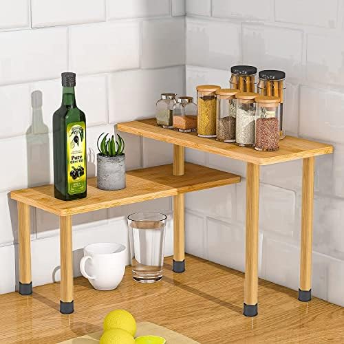 ABJA【Premium Bamboo Rack】2 Tier Kitchen Counter Top Organizer Wooden