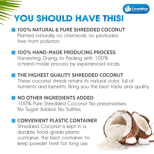 Image of Lavendium Shredded Coconut, Unsweetened Macaroon Cut, 32 oz | Unsweetened macaroon-cut coconut flakes for macaroons, cakes, cookies and granola; no additives or preservatives.
