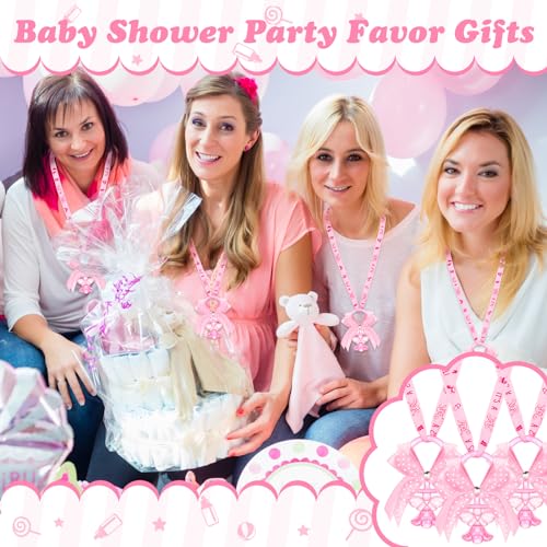 Image of Tondiamo 60 Pcs Baby Shower Pacifier Necklace for Chupones para Baby Shower Game Party Favor Acrylic Angel Pacifier Charm for Girl Boy Guest Gender Reveal Party Decoration Table Scatter(Pink)