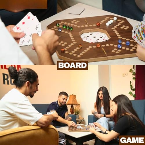 Image of Tickles Jackaroo Foldable Wooden Marble Chase Strategy Board Game | 2-4 Player Indoor Party Family Card & Competitive Game for Kids & Adults (Ages: 8 Years & Above)