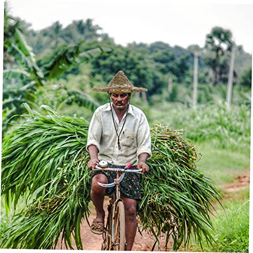 POPETPOP Sun Hat for Boys and Girls Hand Woven Outdoor Farmer Hat Lightweight and Comfortable for Fishing Travel and Gardening Activities Multi2