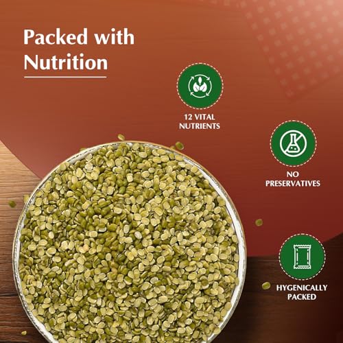 Image of Amazon Brand - Vedaka Popular Unpolished Green Moong Split (Chilka), 500 g|Naturally Rich in Protein |Naturally Cholesterol free