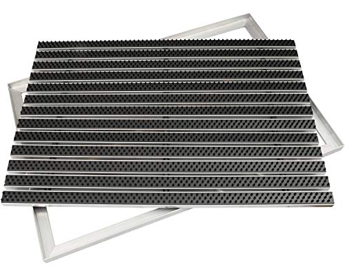 Desan | Paillasson ultra mat en aluminium 22 mm pour l'extérieur et l'intérieur | Tapis de porte pour la porte d'entrée | Cadre en aluminium | Paillasson en 3 tailles | Noir | Brosses | 40 x 60 cm Cover