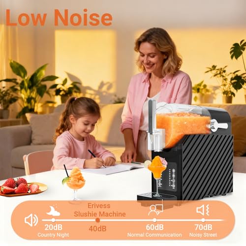 Image of Erivess Slushie Machine, 85 oz Slushy Maker for Home with Auto-Clean & Low Noise, Professional Frozen Drink Maker, No Ice Needed, 3 Preset Programs, Frozen Margaritas, Frappes, Milkshake