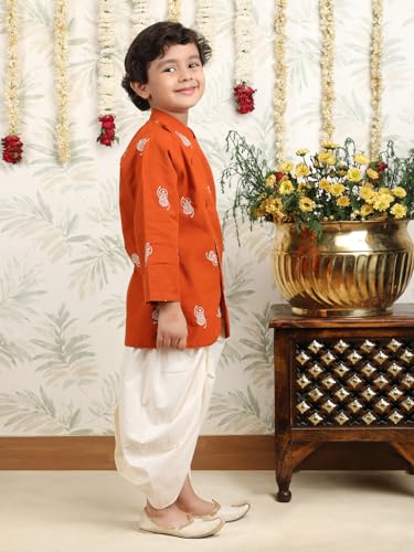 Image of POLKA TOTS Elegant Traditional Dhoti Kurta Set for Baby Boys & Toddlers - Ultra-soft Cotton Ethnic Dress for Festivals and Weddings | Premium Angrakha Style Ethnic Wear