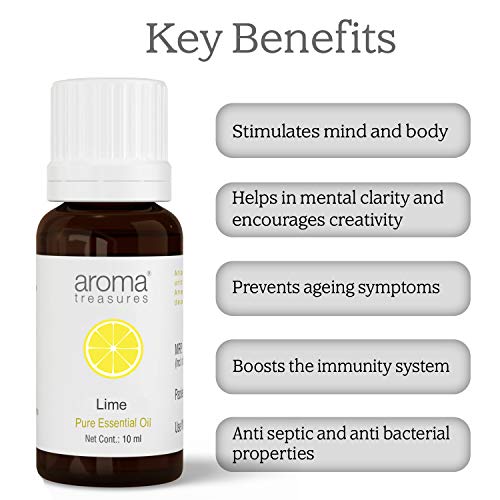 Image of Aroma Treasures Lime essential Oil | 100% Pure & Natural Theraputic Essential oil for healthy Skin, body, Aromatherapy - 10ml