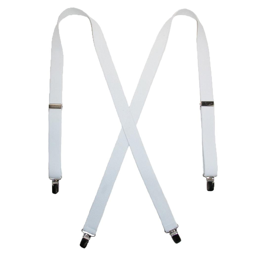 CTM Women's Elastic Clip-End 25 mm Basic Braces, White
