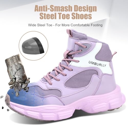 Image of Hogent Steel Toe Shoes for Women Men Wide Non Slip Composite Work Sneakers Indestructible Comfortable Safety Tennis Shoes Lightweight Breathable Construction Sneakers Puncture Proof Ergonomic Design