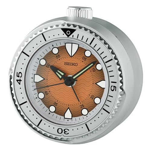 Image of Seiko Silver Digital-Accent Alarm Clock with Quiet Sweep Second Hand, Snooze & Back-lit Dial (Model: QHE207T | Size: 10.4 x 9.7 x 5.5 cm | Weight: 0.132 kg)