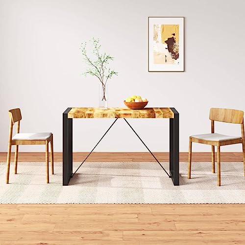Foknhdi Industrial Dining Table 47.2 in Solid Mango Wood Rectangular