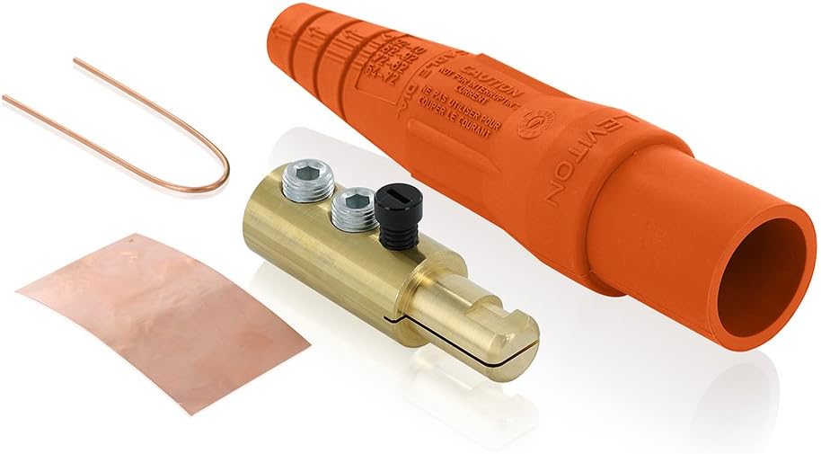 Leviton 16D24-UO 16-Series Taper Nose, Male Plug Contact, Cam-Type, Detachable, Double Set Screw Termination, Orange