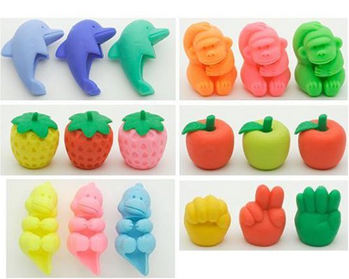 Iwako Japanese Erasers, Pencil Top Erasers - 18 pieces by Iwako