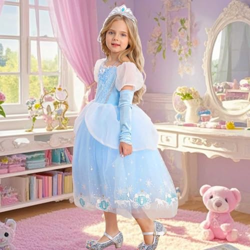 Disfraz princesa azul para niñas 5-6 años miniatura 3