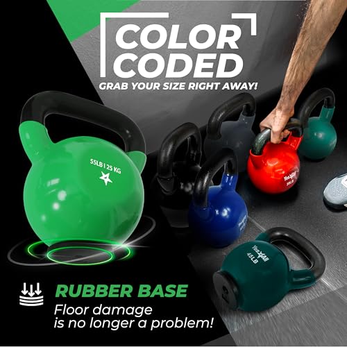 Image of Yes4All Kettlebells Rubber Base, Kettlebell Set for Women, Strength Training Kettlebells Weights (10-65 lbs)