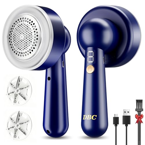 DBC Rechargeable Fabric Shaver, Electric Lint Remover for Clothes with 2 Replaceable Blades, 3-Speeds Portable Sweater Shavers to Remove Fuzz Balls and Pills on Clothes, Sweater, Furniture - Blue