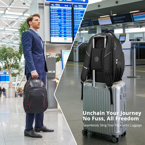 Image of Swissdigital Design Travel Backpack for men with Apple Find My, TSA Friendly USB Charging RFID Protection Business Backpack Fits 15.6 inch Laptops Black | J149508F-BR