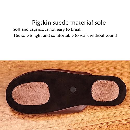 GHYUBYER Women's Leather Slippers Indoor ，Unisex Closed Toe Slippers for Women Indoor, Quiet Soft Bottom Suede Sole for Comfort (Color : Light Green, Size : 37/38 EU)4