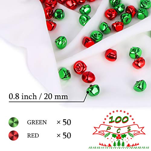 100 Pieces Red Green Jingle Bells 4/5Inch Craft Bell Bulk For Christmas Home And Pet Decorations (2 Colors) #TOP1