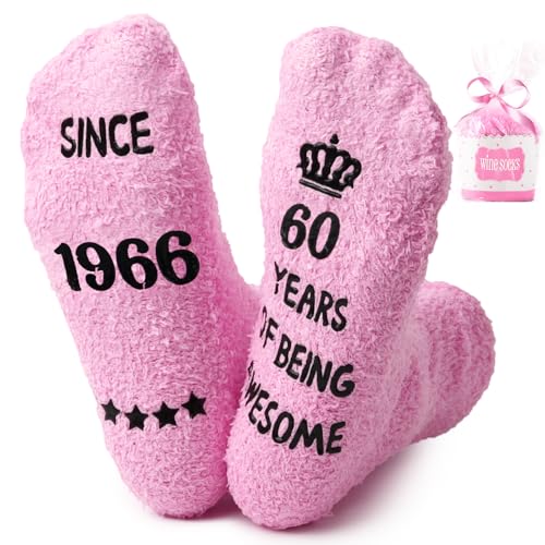 Belillpipi 60th Birthday Gifts for Women, Unique 1966 60th Birthday Socks for Women, Present for 60 Year Old Woman, Mom, Grandma, Her, Sister, Wife, Aunt, Friends