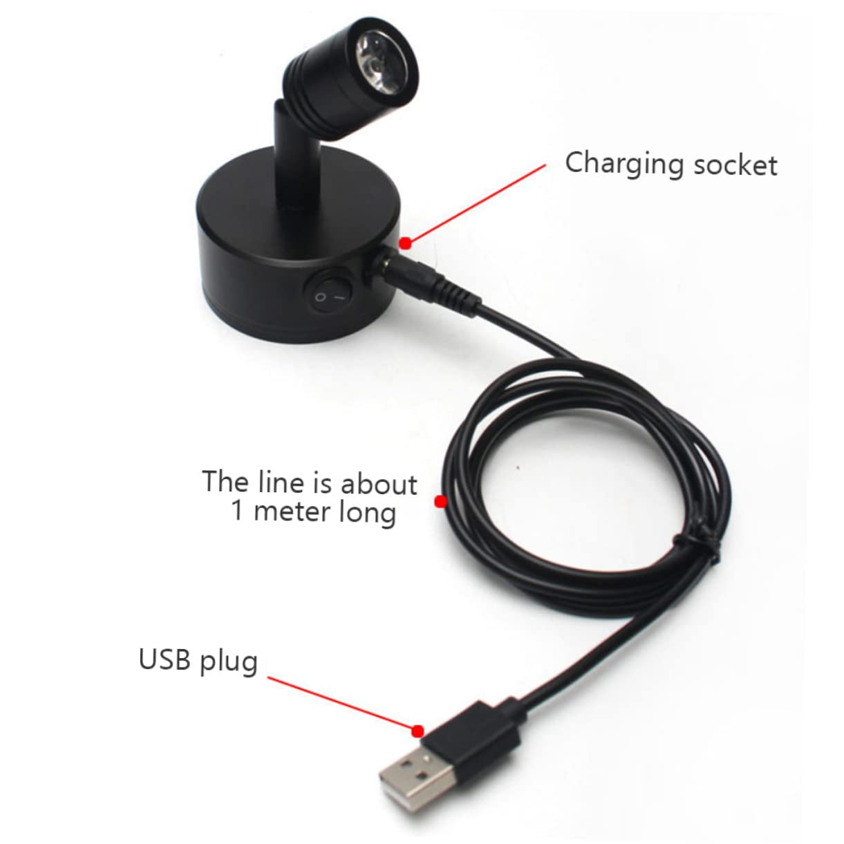 KALLORY 3W LED Spotlight Stick Adjustable Indoor Lighting Fixture USB Rechargeable Eye Protection Design for Home Decoration for Art and Accent Lighting