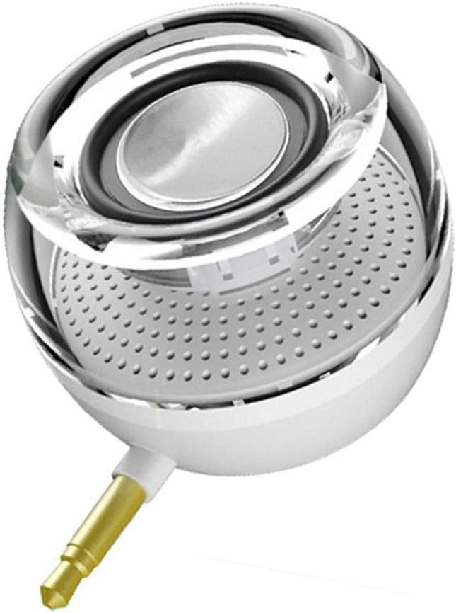 Portable Surround Speaker 3.5mm Aux Audio Mobile Phone M Powerful Crystal Speaker for Smart Phone Tablet (Color : Black) (White)