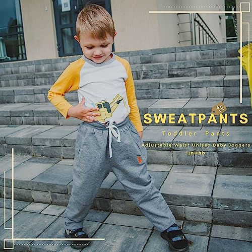 Baby Boy's 2-Pack Pants, Toddler Cotton Pull on Jogger, Kids Dinosaur Drawstring Elastic Sweatpants2