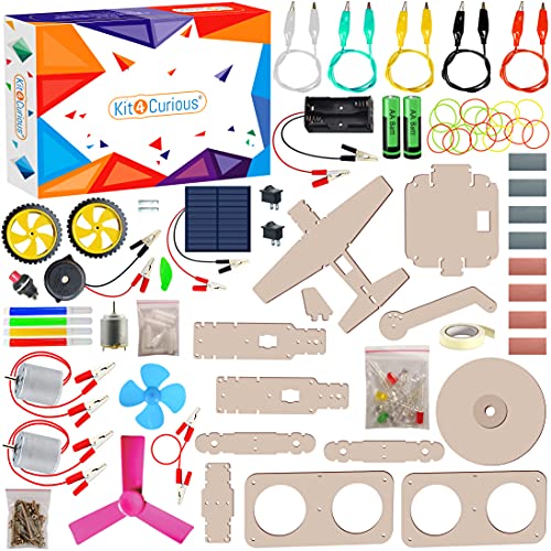 Image of Kit4curious 28+ Science Toys, Machines, Experiments, Games, DIY Kit for Kids - Motor Kit - Electronic Building Construction Educational Learning Toys Gift for Boys Girls 6+ yrs