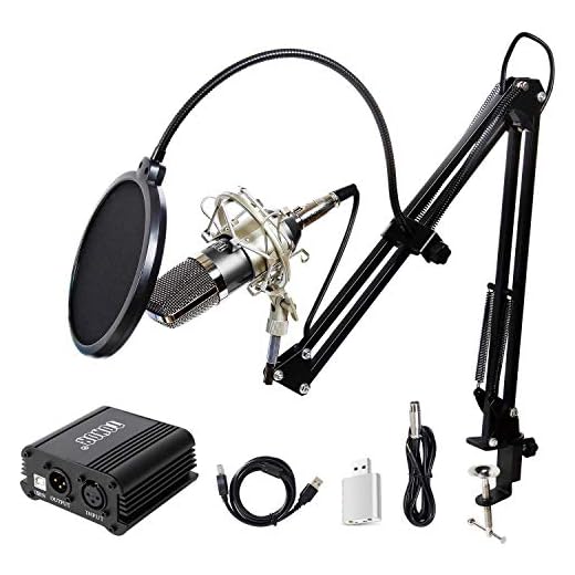 TONOR Pro Condenser Microphone XLR to 3.5mm Podcasting Studio Recording Condenser Microphone Kit Computer Mics with 48V Phantom Power Supply Black