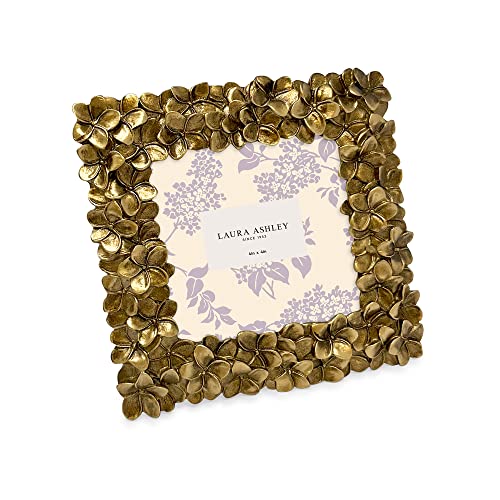 Image of Laura Ashley 4x4 Gold Flower Textured Hand-Crafted Picture Frame w /Easel