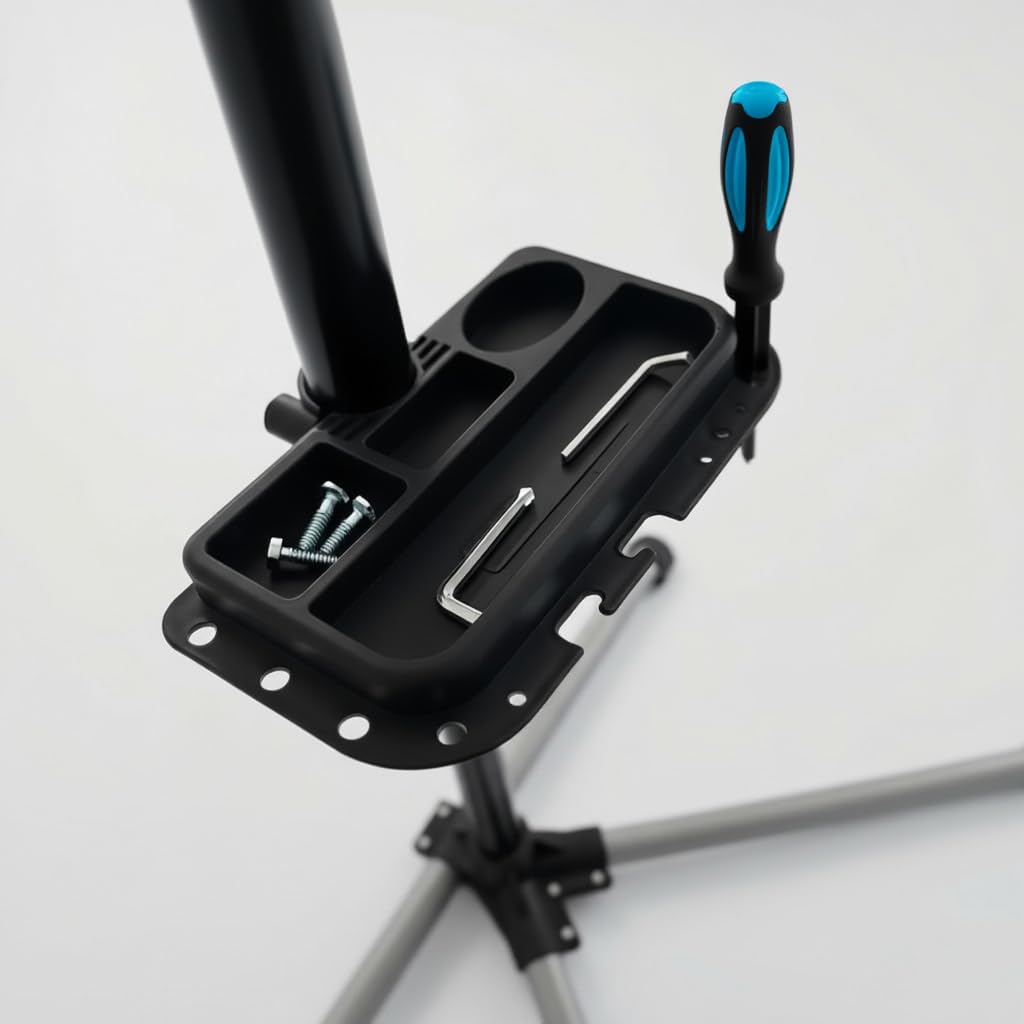 Generisch Fahrradmontageständer bis 30kg – Stabiler Reparaturständer für E-Bike, MTB & Rennrad | Höhenverstellbar 109-180cm, 360° Drehklemme & Magnet-Ablage | Inkl. Werkzeug