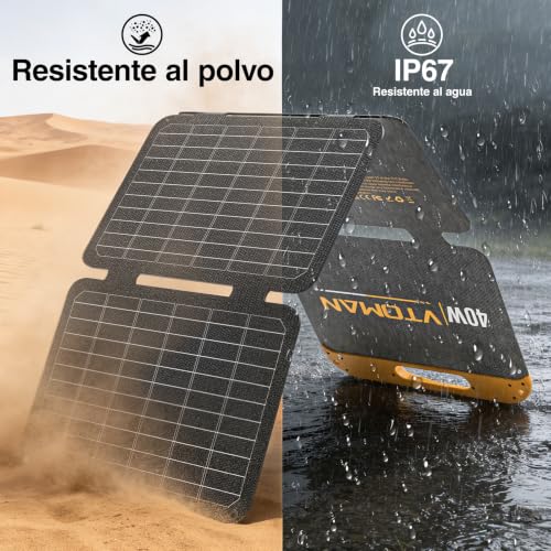 Panel solar portátil ligero VTOMAN VS40 para camping y rutas de senderismo 6
