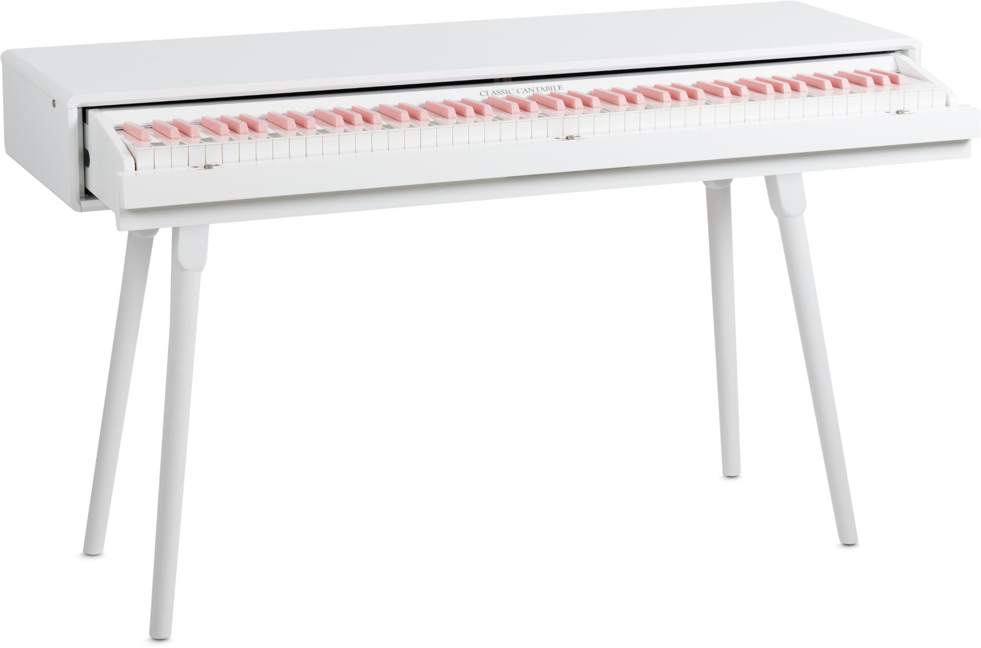 Classic Cantabile DP-730 WP Piano digital set - 88 teclas ponderadas acción de martillo - Mesa teclado piano elèctrico incorporado - Con porta notas y pedalera - USB MIDI - Blanco mate y teclas rosas
